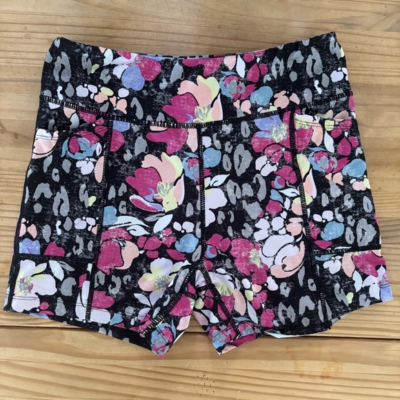 Pro Player Black and Pink Athletic Shorts Floral Design - Picture 1 of 6